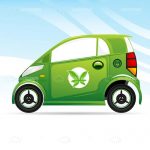 Green Compact Car with Leaf Symbol